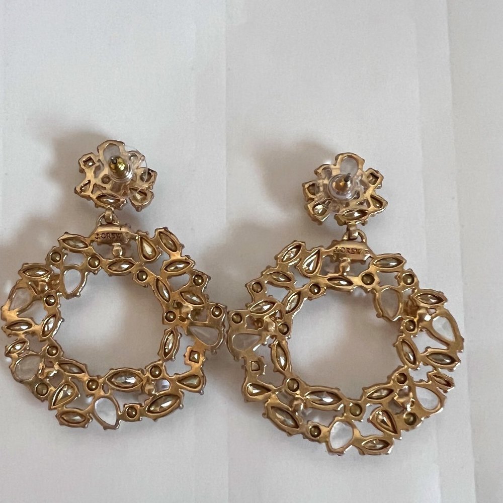 Signed J. Crew Large Dangle Rhinestone Floral Wre… - image 2